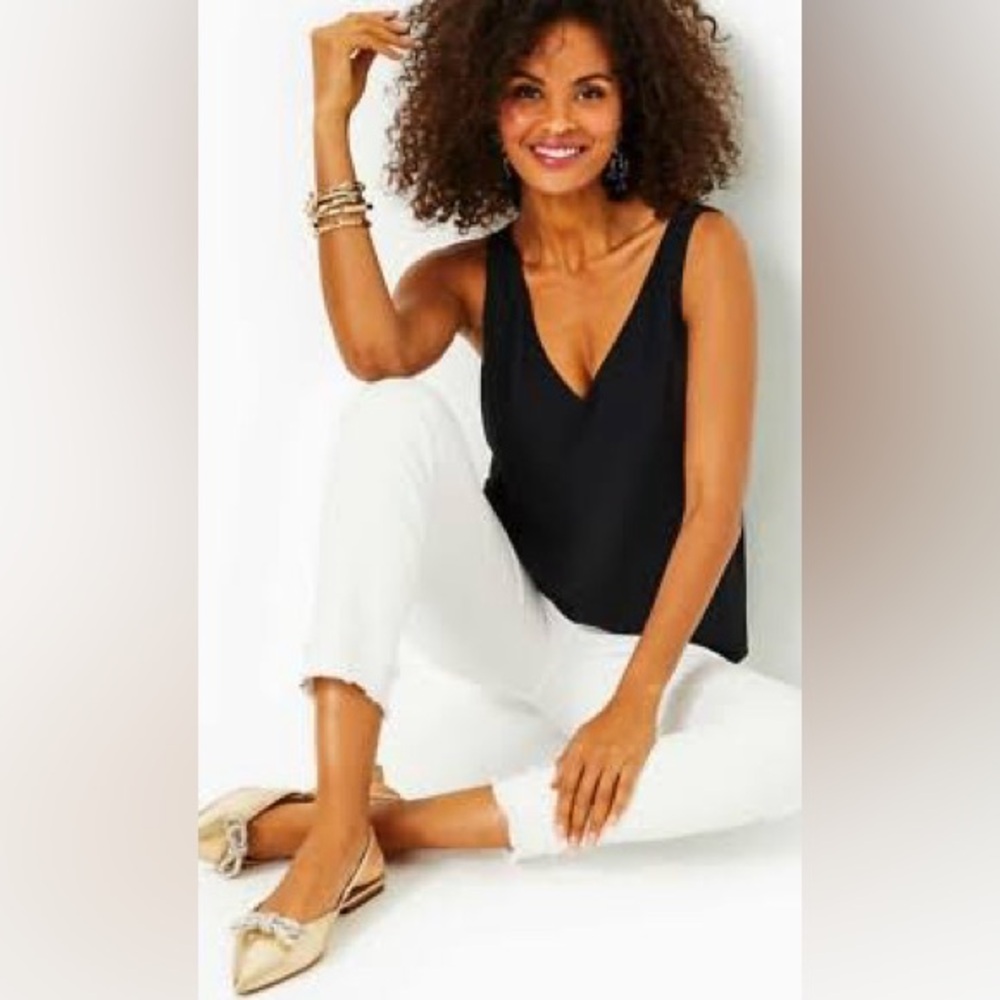 Lilly Pulitzer Florin V-Neck Black Tank Top